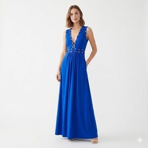 BCBGMAXAZRIA Juliette Royal Blue Embellished Maxi Dress - NWT